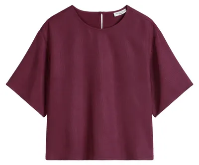 Produktbild von Marc OߴPolo Denim Damen Kurzarmbluse mit Rundhalsausschnitt Relaxed Fit, Rot (Me