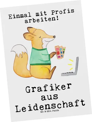 Produktbild von Mr. & Mrs. Panda Postkarte Grafiker Leidenschaft - Weiß - Geschenk, Grafikdesigner, Ansichtskarte, Designer, Grußkarte, Fotokarte, Mediengestalter, Spruch, Postkarten
