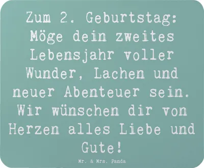 Produktbild von Mr. & Mrs. Panda Mouse Pad Spruch 2. Geburtstag Wünsche - Meeresbrise - Geschenk, Geburtstagsgeschenk, computer mauspad, Mousepad, Geburtstagskind, Freude, mousematte