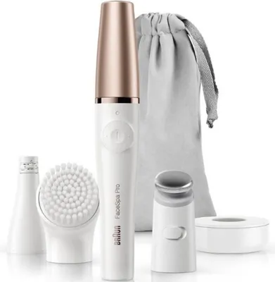 Produktbild von Braun FaceSpa Pro SE911 All-in-One Gesichtsepilierer Wei und Bronze 10 Pinzetten