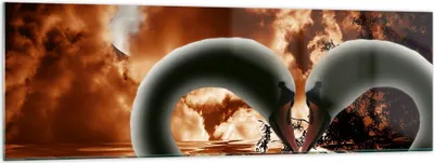 Produktbild von Bilder auf glas - Schwäne Nacht Liebe - 160x50cm - Glasbilder - Wandbilder - Kunstdruck - zum Aufhängen bereit - Wanddekoration aus Glas - Glas Bilder - Wandbild auf Glas - Einteilig - GAB160x50-0293