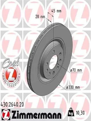 Produktbild von 2x ZIMMERMANN Bremsscheibe 430.2640.20 für OPEL Corsa E Schrägheck (X15) 45mm