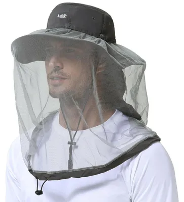 Immagine prodotto di Cappello da sole con zanzariera e protezione per il collo, colore grigio scuro, taglia unica