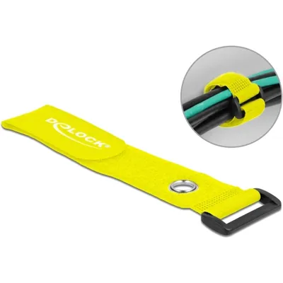 Produktbild von DeLOCK Klett-Kabelbinder mit Schlaufe und Befestigungsöse L 280 x B 38 mm gelb 3 Stück, Kabelbinder mit Klettverschluss, Gelb, 280 mm, 38 mm, 3 Stück(e)