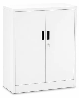 Productafbeelding van Wiltec archiefkast van staal, 80 x 40 x 92 cm, wit, afsluitbare metalen kast met 2 legplanken, kantoorkast met een draagvermogen van 50 kg per plank