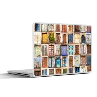 Produktbild von MuchoWow® Laptop Aufkleber Sticker Cover Türen - Architektur - Vintage - Collage 30x22 cm - Laptop-Sticker