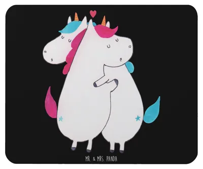 Produktbild von Mr. & Mrs. Panda mousematte Einhorn Mitteilung - Schwarz - Geschenk, Mauspad, Mouse Pad, computer mousepad, Einhörner, Spruch, Witzig, Valentinstag, pc, Unicorn, Liebe
