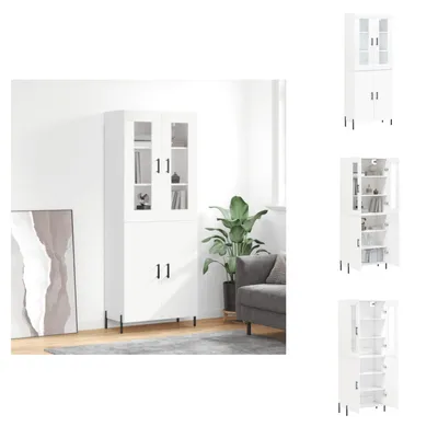 Productafbeelding van vidaXL Hoge kast, wit, 69,5 x 34 x 180 cm, houtvezel - Dressoirs