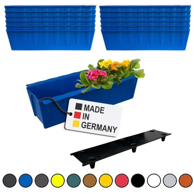 Image de BURI 12 inserts de jardinières pour palettes Euro avec tapis d'arrosage | 37,3cm bleu | Jardinière pour palette Euro | Balconnière | Pot de fleurs | en plastique solide | Germany
