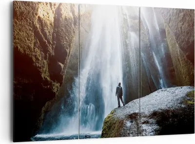 Produktbild von Bild auf Leinwand - Leinwandbild - Berg Wasserfall - 165x110cm - Wand Bild - Wanddeko - Wandbilder - Leinwanddruck - Bilder - Kunstdruck - Wanddekoration - Leinwand bilder - Wandkunst - CE165x110-4093
