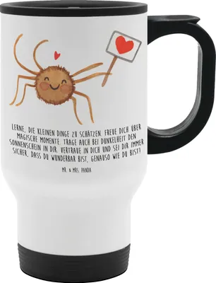 Produktbild von Mr. & Mrs. Panda thermosbecher Spinne Agathe Motivation - Weiß - Geschenk, Mehrwegbecher, Liebe, Glück, To Go Becher, Thermobecher, Dankeschön, Auto, Vertrauen