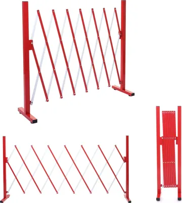 Immagine prodotto di Griglia di protezione HWC-B34, griglia di protezione a forbice estensibile, alluminio rosso-bianco ~ altezza 103 cm, larghezza 28-200 cm