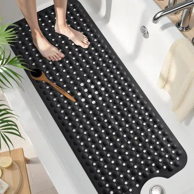 Produktbild von Unyqoos® Rutschfeste Badematte 100 x 40 cm – PVC mit 300 Saugnäpfen, schnelltrocknend & schimmelresistent, maschinenwaschbar für sichere Dusche