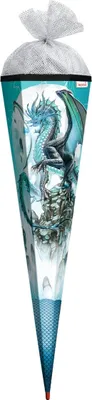 Produktbild von ROTH Schultüte Eisdrache groß 85 cm groß Glanz-Folie eckig Rot(h)-Spitze Tüllverschluss Zuckertüte