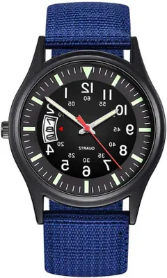 Image de Montre de sport tactique pour homme, analogique, étanche, bleue