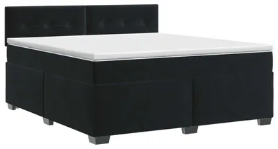 Image de vidaXL Lit boxspring avec matelas noir 140 x 190 cm velours