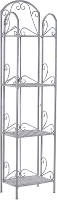 Produktbild von BELIANI Bad Regal Grau Metall mit 4 Böden Rechteckig Antik Optik Retro Badezimmer Wohnzimmer Schlafzimmer Wanddekoration