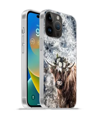 Produktbild von MuchoWow® Handyhülle Schutzhülle Hülle für Apple iPhone 14 Pro Max Schottischer Highlander - Rauch - Blumen Silikon Softcase Handy Hülle - Hardcover