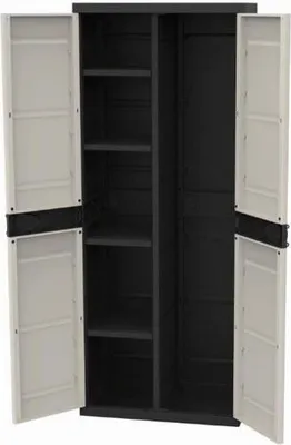 Obrázok produktu pre Skladovacia skrinka TITANIUM, 2 dvere, 70 x 44 x 176 cm, béžová a čierna, vnútorná/vonkajšia