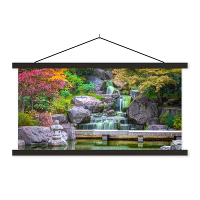 Produktbild von MuchoWow® Textilposter Steine - Wasser - Bäume - Japanisch - Botanisch 150x75 cm mit schwarzem Rahmen - Posterleiste