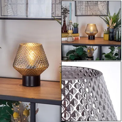 Produktbild von Giugliano Tischlampe aus Metall/Glas in Schwarz/Chrom/Rauch