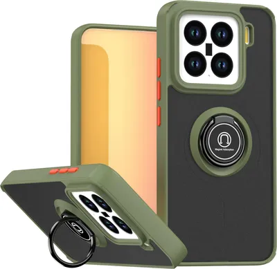 Obrázek produktu pro Pouzdro pro Xiaomi 15 matné průsvitné TPU pouzdro s prstencovým držákem a stojánkem Armádní zelená