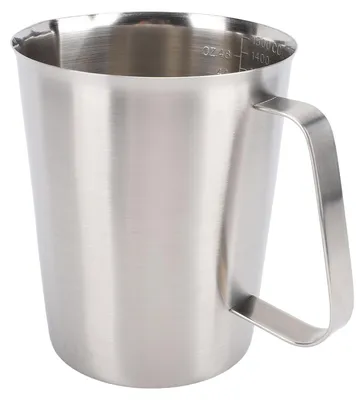 Image de Tasse à mesurer avec graduations et bec verseur, acier inoxydable 304, facile à nettoyer, pot à lait pour le café et la cuisine, 1 500 ml