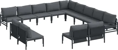 Immagine prodotto di vidaXL Set di divani da giardino con cuscini 13 pezzi Acciaio nero