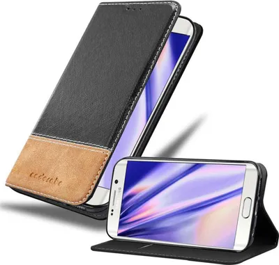 Produktbild von Cadorabo Hülle für Samsung Galaxy S6 EDGE Schutzhülle in Schwarz SHandyhülle Book Case Etui Kunstleder