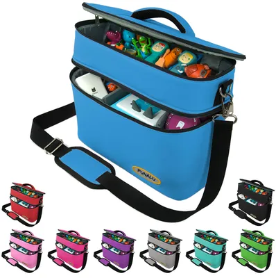 Produktbild von PUNALU Toniebox Tasche XL kompatibel mit Toniebox 1 & 2 – Platz für bis zu 68 Hörfiguren, Kopfhörer & Ladestation – Gepolsterte Transporttasche – Hellblau