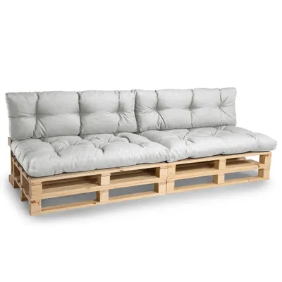 Image de Coussins de palette, Coussins de canapé de jardin, Coussin d'assise, N_PPI (2x Set Coussin d'assise 120x80 + Dossier 120x40, Platine)