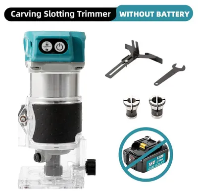 Immagine prodotto di Fresatrice portatile a batteria - Motore brushless - Alimentazione a batteria da 18V - Ideale per fresatura e incisione - Senza batteria