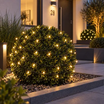96er LED Outdoor Lichterkette Drahtlichterkette warmweiß Batterie
