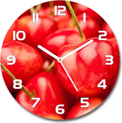 Produktbild von Wanduhr aus Glas 30fi Glasbild Glasuhr Gehärtetes Glas - weisse-zeiger - Cherry