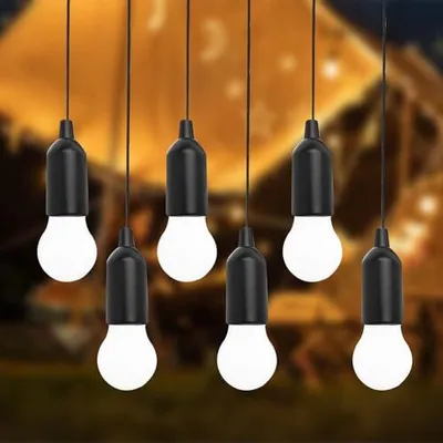 Produktbild von Modoao Lamping LED -Licht, Ziehen Sie leichte Camping -Laterne, hängende Zeltlampe, warmes weißes Camping, Wandern, Outdoor, Party (schwarz, 6 Pack)