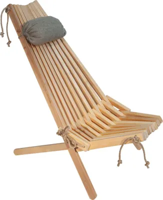 Produktbild von EcoFurn EcoChair Skandinavischer Gartenstuhl Holz Erle Natur mit Nackenkissen