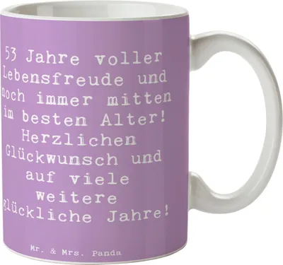 Produktbild von Mr. & Mrs. Panda Kaffeetasse Spruch 53. Geburtstag Freude - Lavendeltraum - Geschenk, Alter, positive Energie, Geburtstagsgeschenk, Becher, Feiern, Kaffeebecher, Pott