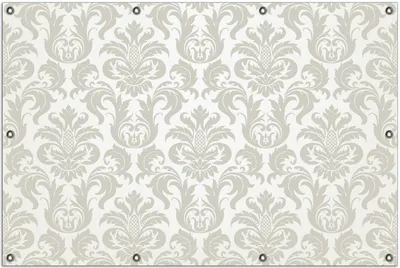 Produktbild von Wallario Outdoor-Poster für Garten oder Balkon, Motiv Königliche Schnörkelei in weiß und beige, in ca. 100 x 150 cm