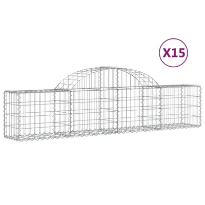 Zdjęcie produktu dla vidaXL Gabiony z wysokim łukiem 15 sztuk 200x30x40/60 cm Ocynkowane żelazo