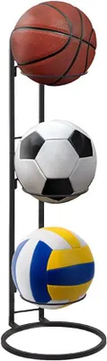 Produktbild von Sportballständer 3-stöckig für Basketball, Fußball & Volleyball - Metall Aufbewahrungsregal