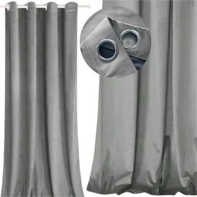 Produktbild von Verdunkelungsvorhang 250x140 mit Ösen, grauer Samt, dick