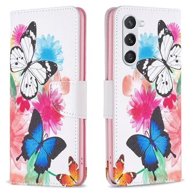 Produktbild von Für Samsung Galaxy S24 FE Kunstleder Tasche Hülle Book Wallet Motiv Design Etuis