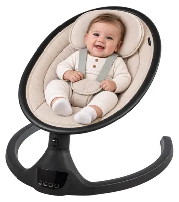 Produktbild von Born Lucky Elektrische Babywippe Rocco Dune – Babyschaukel mit mehreren Geschwindigkeiten, Melodien, Bluetooth, Fernbedienung und Spielbügel