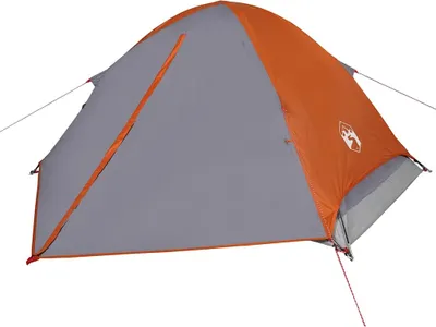 Produktbild von vidaXL Kuppel-Campingzelt 4 Personen Grau und Orange Wasserdicht