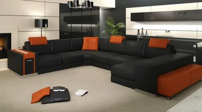 Zdjęcie produktu dla Narożnik sofa sofa salon kształt U tapicerka kanapa skórzana sofa stołek projekt sofy
