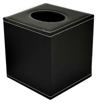 Produktbild von deflecto Kosmetiktuch-Spenderbox quadratisch schwarz aus Kunstleder