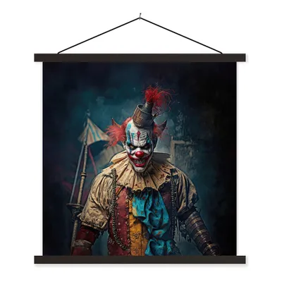 Produktbild von MuchoWow® Textilposter Clown - Horror - Kleidung - Porträt 60x60 cm mit schwarzem Rahmen - Posteraufhänger