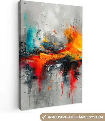 Produktbild von Leinwand Bilder 40x60 cm - Abstrakt Modern, moderne Wanddeko für Wohnzimmer