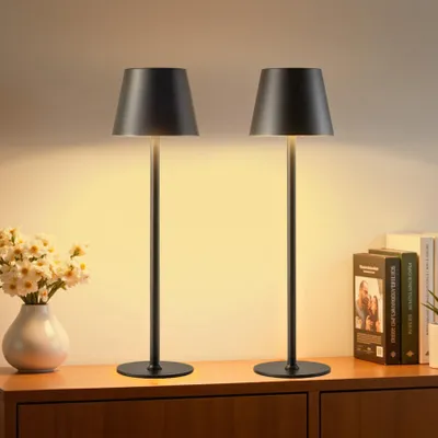 LED-Tischlampe 2er-Set, kabellos, 5200 mAh, dimmbar, 2 Höhen