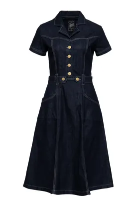 Produktbild von Queen Kerosin Denim Swing Kleid - Blanko S